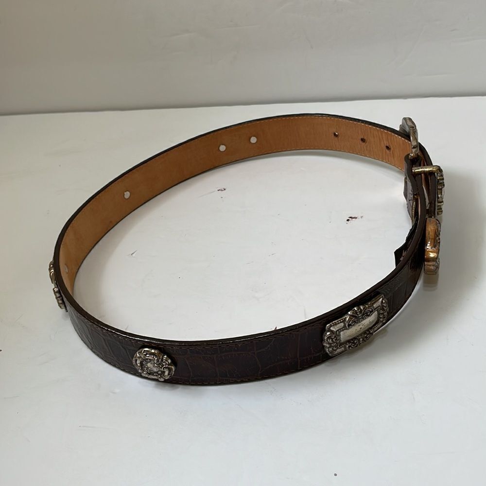 VINTAGE BRIGHTON BELT IN BROWN LEATHER WITH SILVER MEDALLIONS‎ - Picture 2 of 8